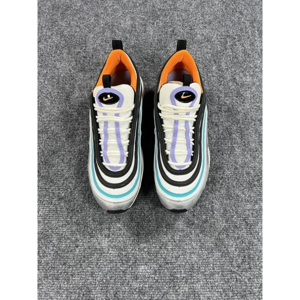 Nike Air Max 97 Shoes Youth Size 6.5Y Silver‎ Teal Orange Sneakers CW0989-001